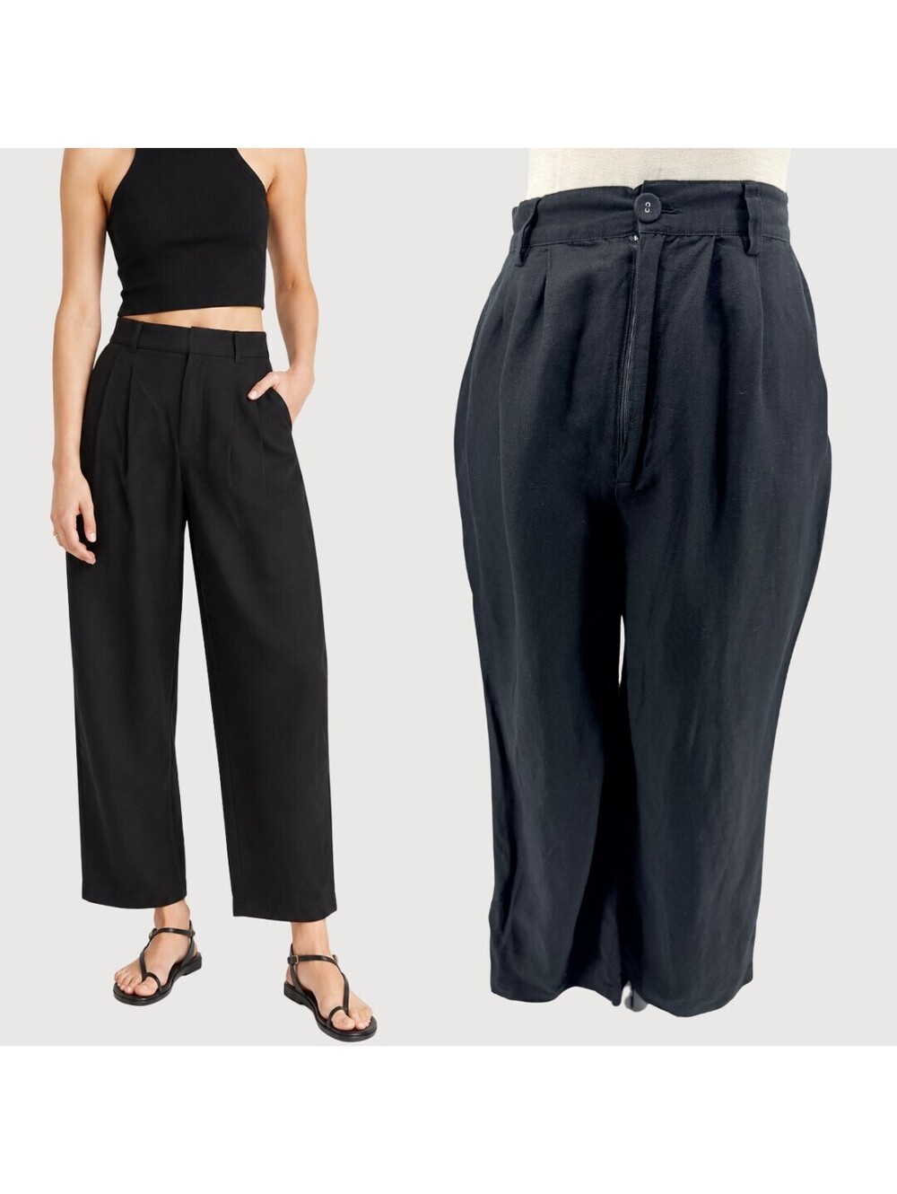 Rolla's Chloe Pleat Linen Pants Black Small
